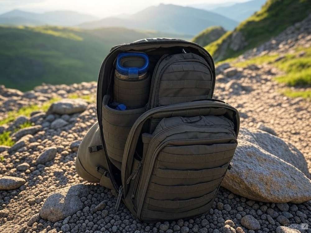 An open tactical backpack