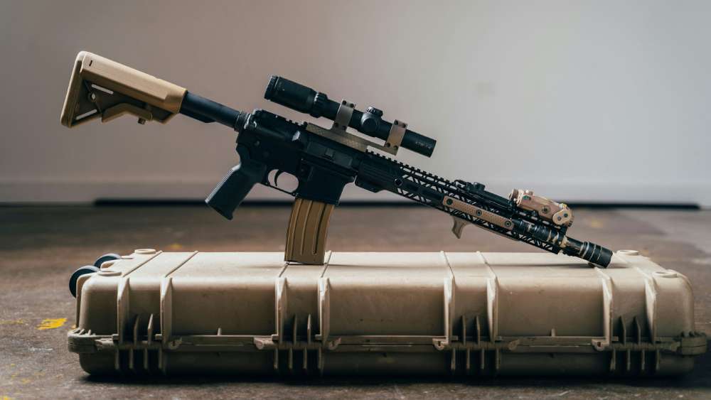 An AR-15 with a rifle case